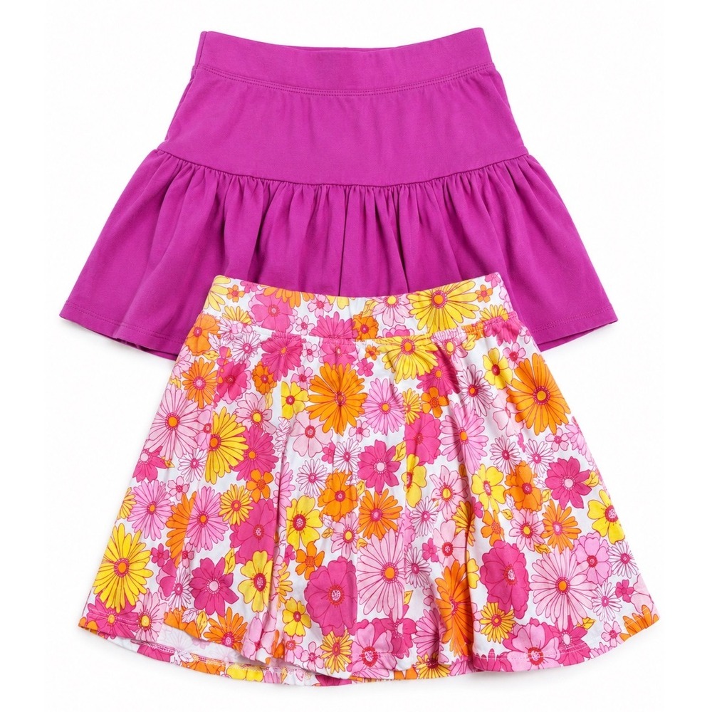 The Children's Place Girls Skort Set Size 10/12 Pink & Floral 2 Pack Skirt Short